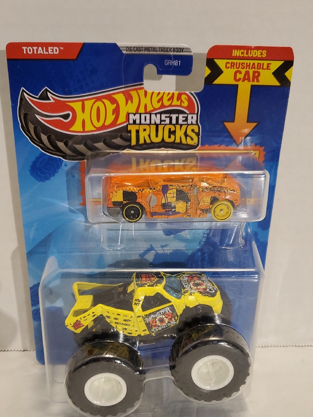 Hot Wheels Monster Trucks Yellow/Orange Crushable Car